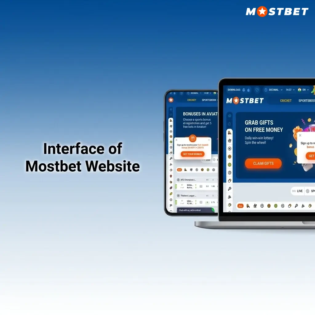 Mostbet website interface showing top navigation bar with Sports, Live Betting, Casino, and Promotions options