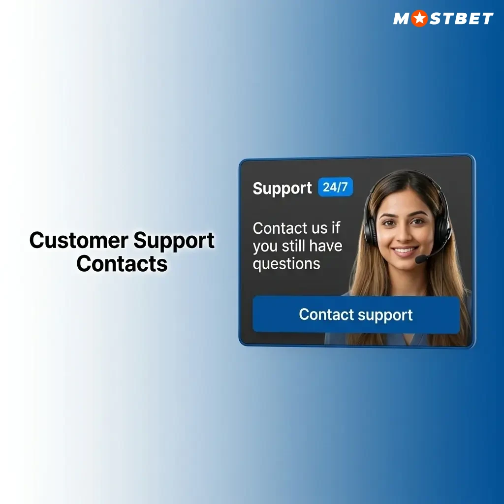 Mostbet India customer support contacts including live chat, email, Telegram, and WhatsApp options available 24/7