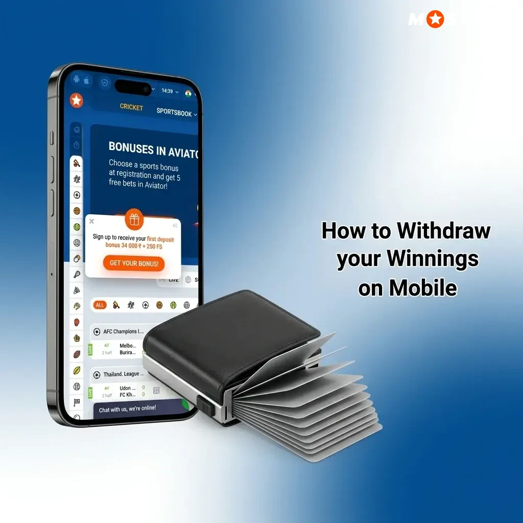 Mostbet mobile withdrawal steps showing UPI, PhonePe, GPay and Paytm options with minimum ₹300 limit